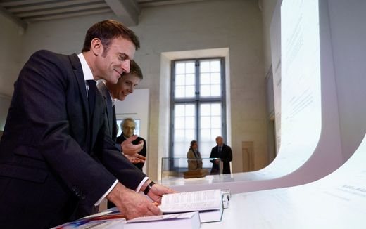 Macron visited the Cite internationale de la langue Francaise on Monday. This place is dedicated  to the French language and French-speaking cultures. Photo EPA, Christian Hartmann