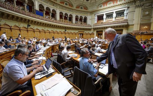 Swiss lower house during an earlier meeting. Photo AFP, Fabrice Coffrini 