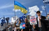 Activists protest against a transgender parade in Kyiv. Photo AFP, Sergei Supinsky
