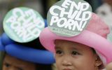 Young Philippine participants take part in a rally denouncing child pornography in Manila. Photo AFP, Luis Liwanag