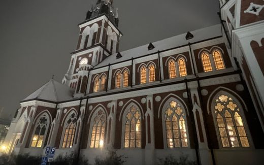 The Sofia church Jönköping was covered by a beautiful layer of snow. Photo RD 