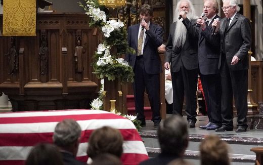 The Oak Ridge boys sang 'Amazing Grace' during a funeral service for former US President George H.W. Bush in 2018. Photo EPA, David J. Philip