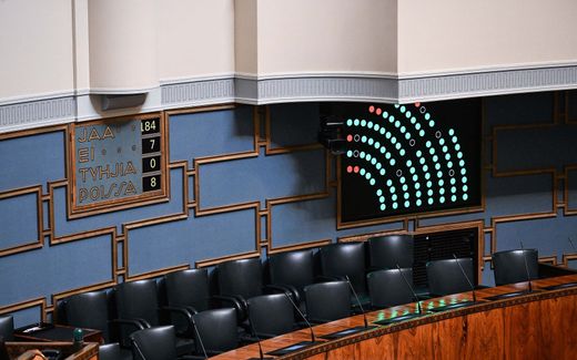 A board with the result of a vote at the Parliament's plenary session in Helsinki, Finland. Photo EPA, Kimmo Brandt