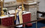 The pastor Ava-Maria Schwarz speaks during the service at Vor Frue Kirke, or the Church of Our Lady in Copenhagen. Photo EPA, Nils Meilvang 