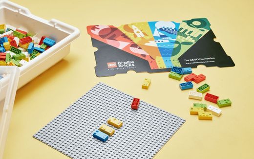 The special set of Lego bricks with Braille. Photo Lego Braille Bricks