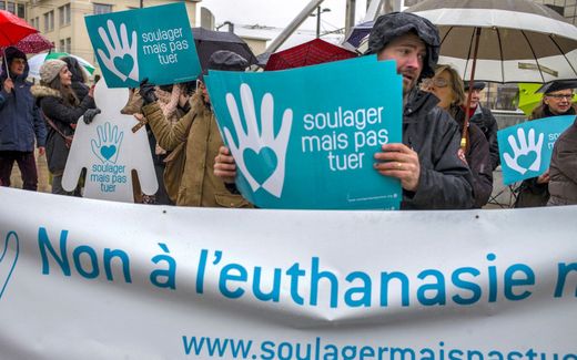 Protest against legalised euthanasia in Lyon, France. Photo AFP, Jeff Pachoud