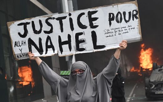 Justice for Nahel. This slogan was seen in the French streets in the past few days. Nahel was a French man who died after police action. Photo AFP, Bertrand Guay