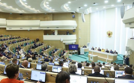 The meeting of the Russian Upper Chamber which voted in favour of banning gender reassignment. Photo Council of the Federation, CC BY 4.0