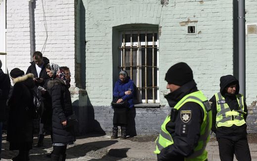 Security officers at the Kyiv-Perchersk Lavra which was accused of being pro-Russian. The so-called Monastery of the Caves was claimed back by the Ukrainian government. Photo EPA, Oleg Petrasyuk

