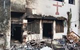 View of a burnt church on the outskirts of Faisalabad on August 16, 2023, following an attack by Muslim men after a Christian family was accused of blasphemy Hundreds of Muslim men set fire to four churches and vandalised a cemetery during a rampage in eastern Pakistan on August 16, officials said. Photo AFP, Ghazanfar  Majid