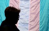 A person walks past a Transgender flag. Photo AFP, Leonardo Munoz