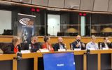 Meeting in European Parliament with Sophie in 't Veld presiding (3rd from left) and editor Lo Mascolo (3rd from right). Photo Twitter