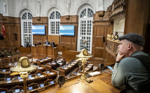 Rasmus Paludan, known for his Quran burnings, listens to the Danish Parliament as it discusses the ban on Quran burnings in an earlier reading. Photo  EPA, Mads Claus Rasmussen