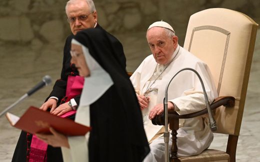 Pope Francis looks on as a nun reads during the weekly general audience in The Vatican. Photo AFP, Andreas Solaro