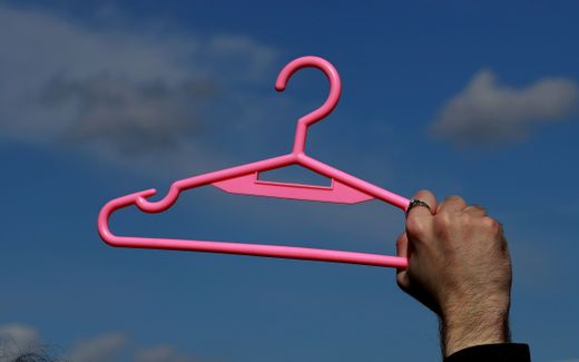 Protest against Polish strict abortion laws. A hanger is the symbol for illegal abortions. Pro-choice activists claim that many women lost their lives because of clandestine abortions. Photo 
EPA, Robert Ghement