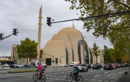 The Central Mosque in Cologne is almost as dominant as the famous Dom. Photo AFP, Patrik Stollarz