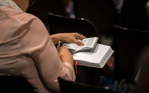 A Jehovah's Witness during an international congress in the Netherlands in 2019. image ANP, Jeroen Jumelet