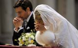 Count Rodolphe of Limburg Stirum and Archduchess Maria Christina of Austria pictured during their wedding at the 'Sint-Romboutskathedraal'. Photo EPA, Dirk Waem