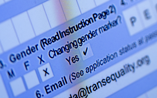 A partially completed passport application, with an “X” gender marker, is seen on a computer monitor. Photo AFP, Stefani Reynolds