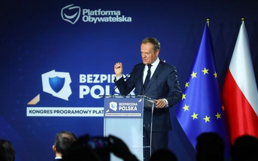 Leader of Poland's Civic Platform (PO) party Donald Tusk speaks during the main opposition party Civic Platform policy convention in Warsaw, Poland, 19 March 2022. Photo EPA, Rafal Guz