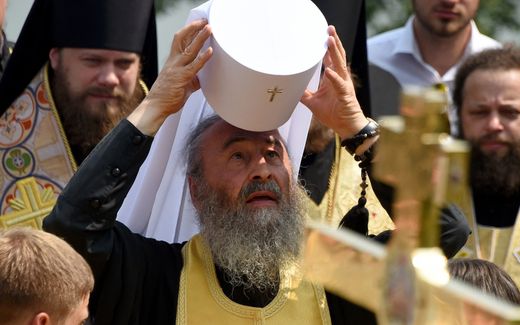 Head of Ukraine's Orthodox Church of Moscow Patriarchy Metropolitan Onufry conducts a service. Photo AFP, Vasily Maximov