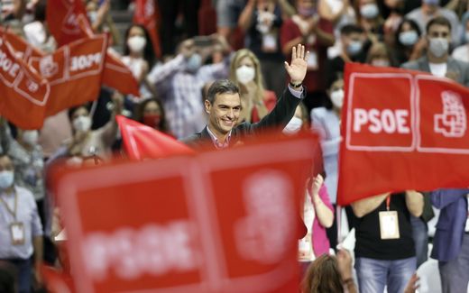 Spanish Prime Minister and Socialist Party leader Pedro Sanchez during the last day of 40th Spanish ruling Socialist Party PSOE Federal Congress in Valencia, eastern Spain. Photo EPA, Biel Alino