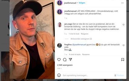 Pastor Barkenbom in a video on Instagram. He apologised for his invitation to conversion therapy. Photo Screenshot Instagram, Josefemanuel