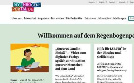 Screenshot of the "Rainbow portal", where the German government advised young people to take puberty blockers. Photo Regenbogenportal.de