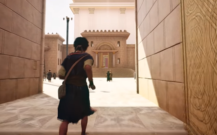 Screenshot of the game Gate Zero. The character Max runs towards the Temple in Jerusalem to fulfill his quests. Photo Steam