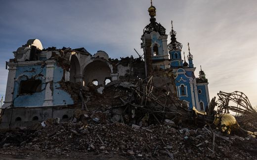 A destroyed church in the village of Bohorodychne, eastern Ukraine. Photo AFP, Sameer Al-Doumy
