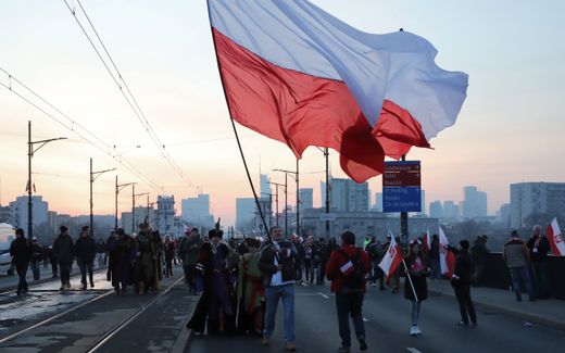 An Independence March marking Poland's Independence Day and the 103rd anniversary of the country's restoration to statehood, in Warsaw, Poland, 11 November 2021. The march was not related to the extremist march on the same day in the city of Kalisz. Photo EPA, WOJCIECH OLKUSNIK